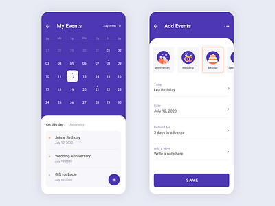 Add Events - App Design