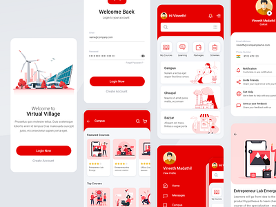 Mobile application UI/UX android application business cards ui corporate course design illustration mobile app mobile design online course product design ui ux vector