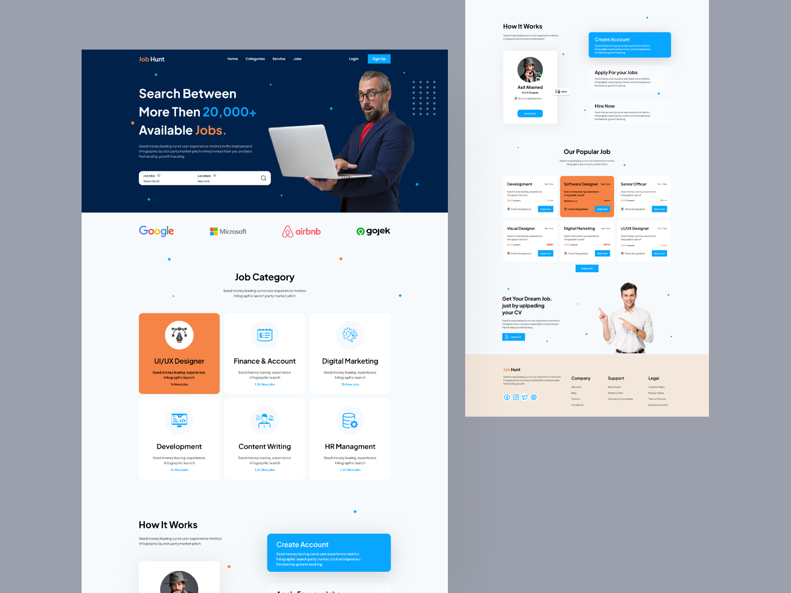 Job Portal Website Landing page by Arif Hossain on Dribbble