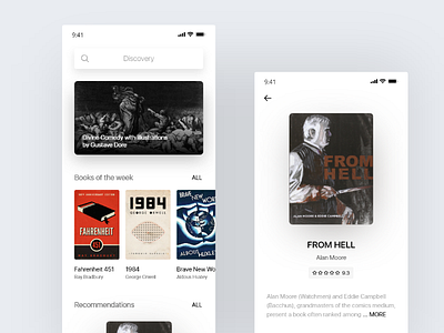 The concept of the bookstore adobe app book interface ios minimal prototype social ui ux xd