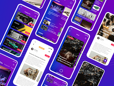 UI Kit personal assistant. Stranitsy with news. app articles interface ios news personal assistant