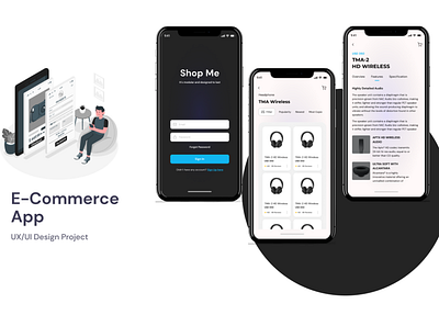 E-commerce App | UX/UI Design Project app branding design ecommerce login in design login screen mockups online shop app prototyping ui user flow mapping
