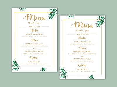 Vivid Events | Wedding Menu Design menu design romantic style vintage style wedding menu