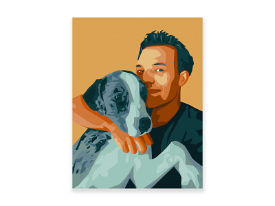 Man and Dog II blue complementary colors design dog graphic design illustration illustrator orange vector art