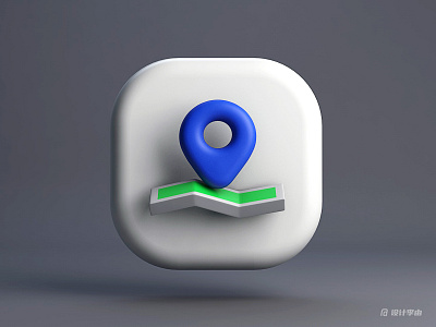 Map icon 3d app app icon bigsur c4d icon logo map