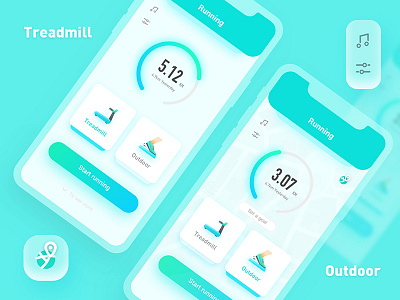 Running—— Treadmill+Outdoor fitness goals green outdoor run sketch treadmill