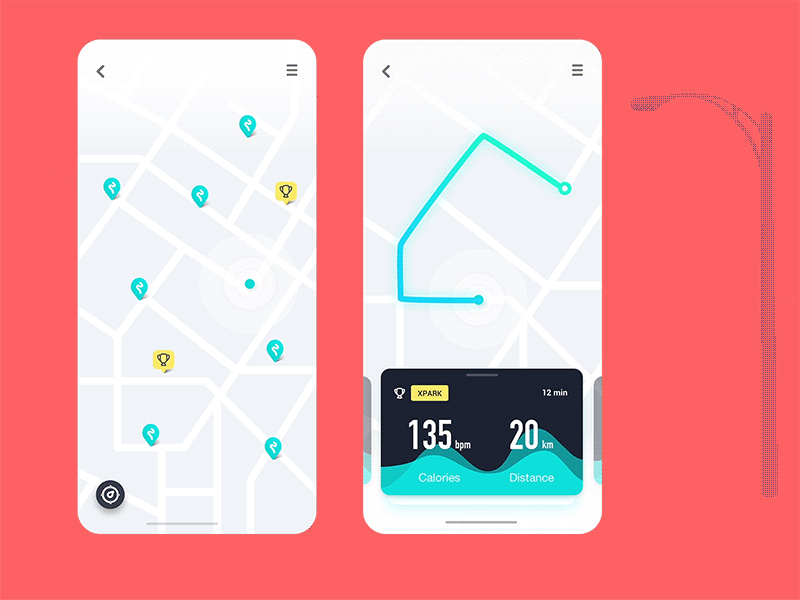 Run —— Day and Night ae card fitness iphonex map ps run sketch