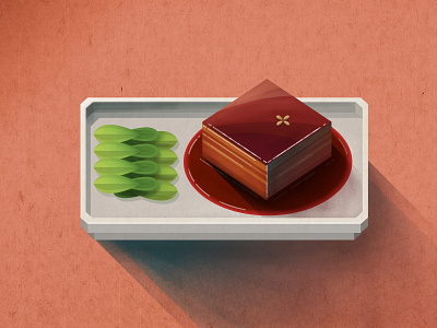 Braised Sauce Pork Cube chinese food flat food food illustration ham illustration meat pork vector