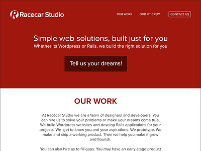 Racecar Studio 2014 company portfolio racecar rails round1 studio website wordpress