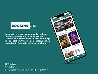 Booking.in App - A Movie Booking Application appdesign booking movie moviebooking movies movieticket ui uidesign