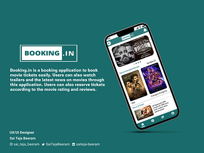 Booking.in App - A Movie Booking Application appdesign booking movie moviebooking movies movieticket ui uidesign