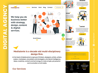 MediaJenie - Digital Agency Landing Page branding design land landingpage ui user research uxdesign we website