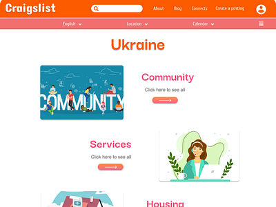 Craigslist website UI design