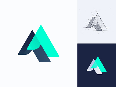 Logo idea for a tech company brand branding color drawn icon illustration logo m mark mint modern tech