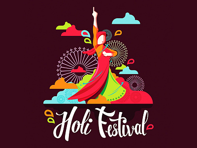 Happy Holi !! celebration cloud colors design dhuleti graphic happy holi illustration indian