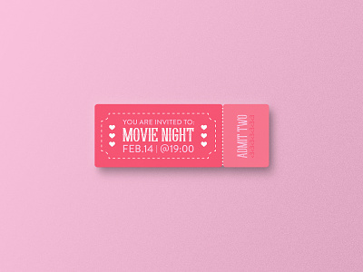Valentine's Day Movie Night Ticket branding design heart internal branding love mockup movie ticket two valentine valentines day