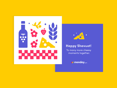 Happy Shavuot! branding cheese design greeting card icons internal branding jam monday.com picnic print shavuot stickers