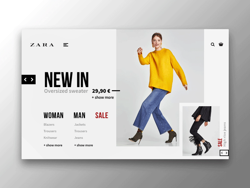 Zara - Online Shop Animation animation clothes concept design fashion flat shop store ui ux web zara