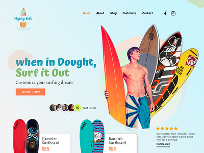 Surf Board Company Web UI Design - eCommerce