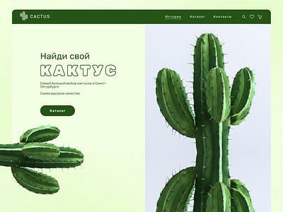 Первый экран для интернет-магазина кактусов design