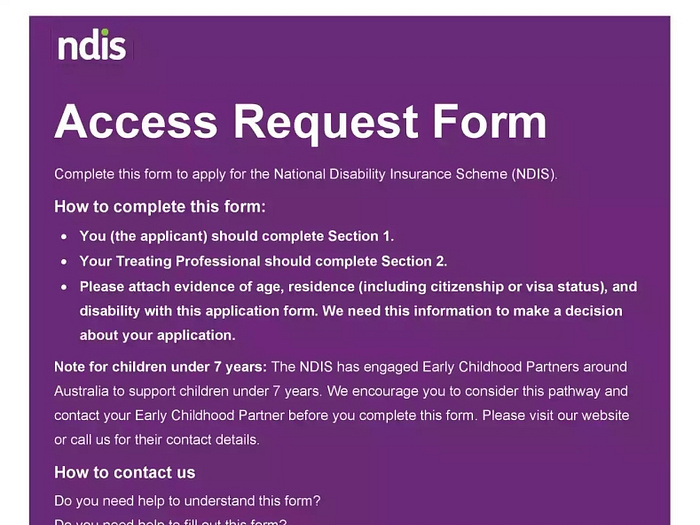 NDIS Application Form PDF by OliPDF on Dribbble