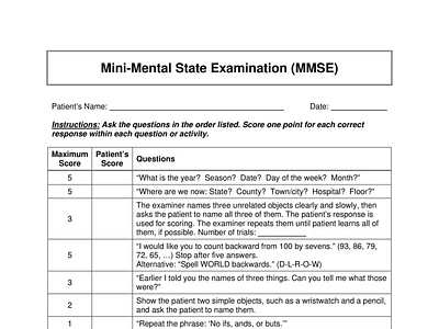 MMSE (Mini-mental state examination) by OliPDF on Dribbble