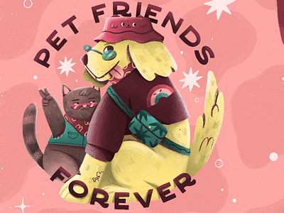 PET FRIENDS FOREVER cat cat illustration design dog dog illustration illustration art pet pet illustration pets petshop