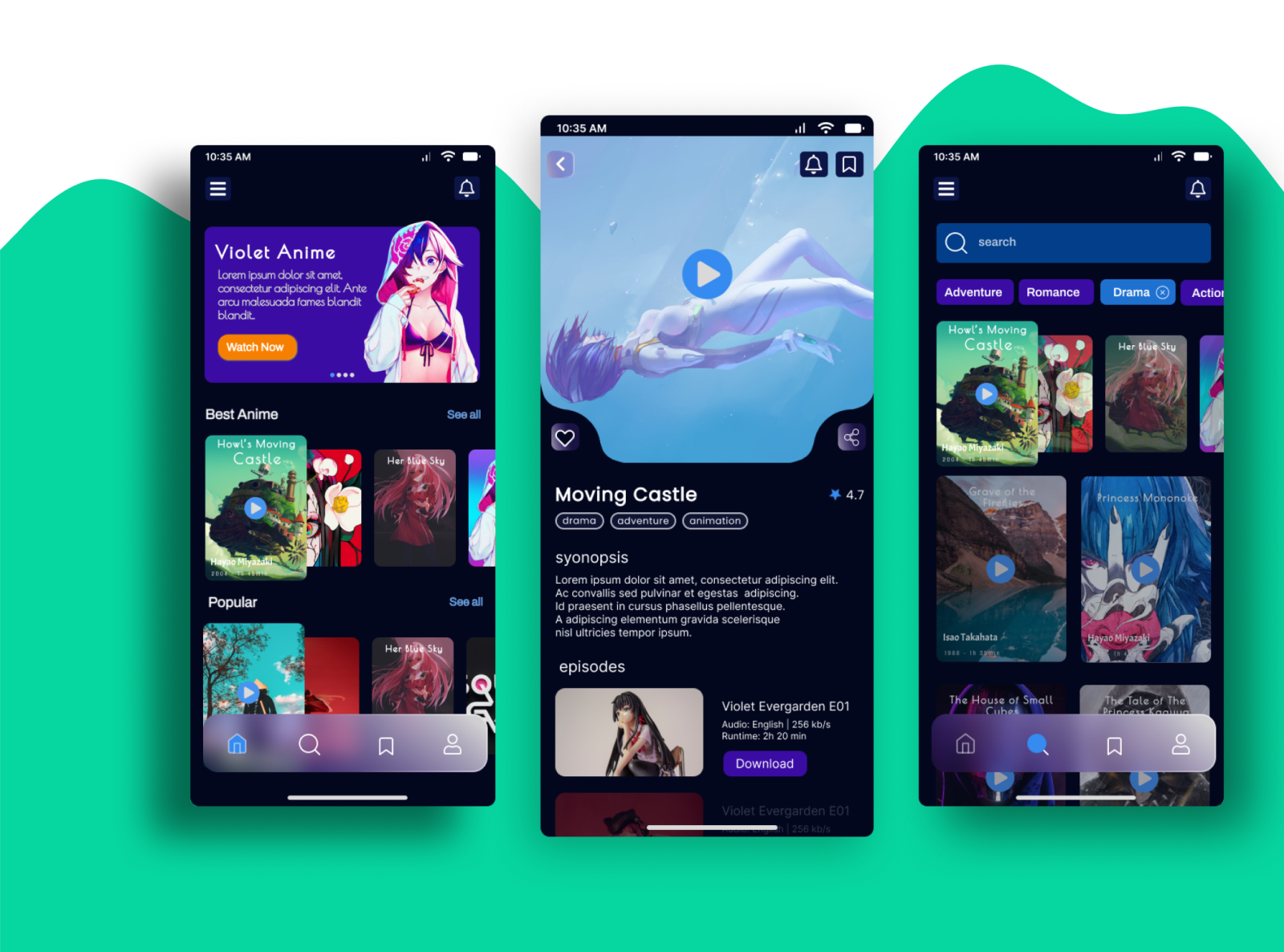 Anime Movie Streaming App by RAYBORN on Dribbble