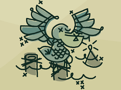 pelican animal bird character design illustration nature tattoo texture traditional vector