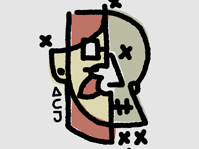 my new face branding character design face illustration logo portrait skull tattoo texture vector
