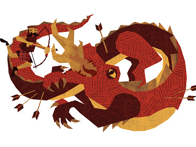 dragon archery arrows beard dragon illustration kid lit magical mythical texture