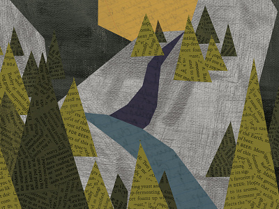 the pacific northwest illustration mountains nature north paper texture trees