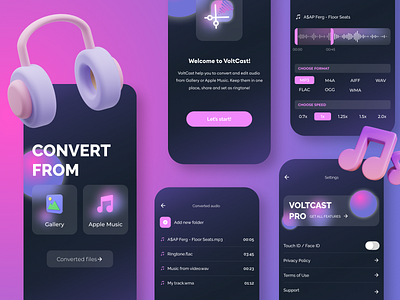 VoltCast - Audio Converter app app design interface mobile product product design ui ux