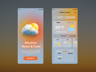 Weather News & Feed app figma mobile ui music ui weather