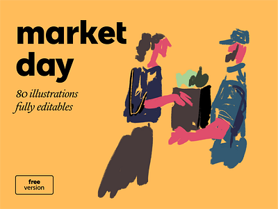 market day – illustration pack bundle clean free illustration resource vector