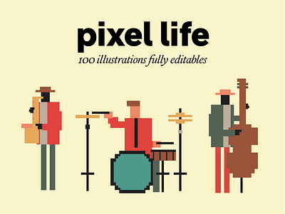 pixel life – illustration pack bundle clean design free illustration music resource