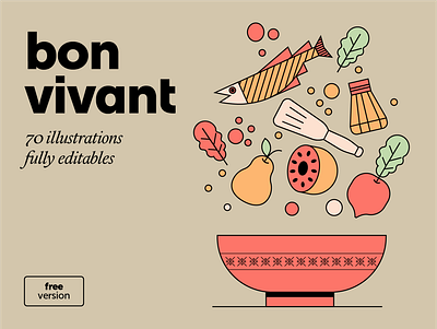 bon vivant - illustration pack branding bundle food free illustration resource