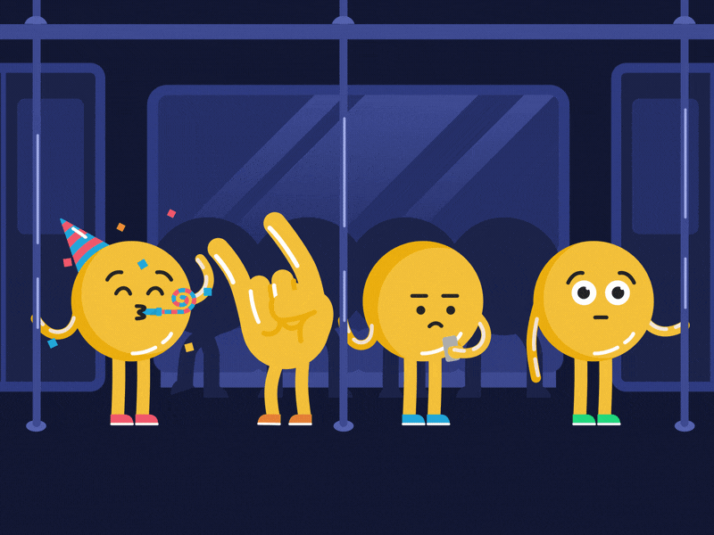 Emojis on a train animated gif animation character character animation emoji emoji day emojis gif mograph subway train underground