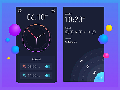 Clock alarm app clock photoshop sketch ui