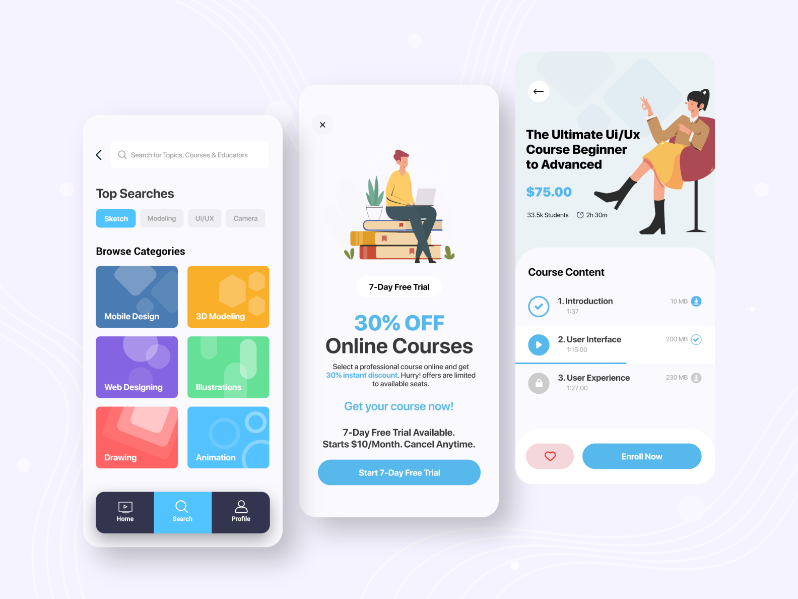 UI/UX Design Learning App by Prashant on Dribbble