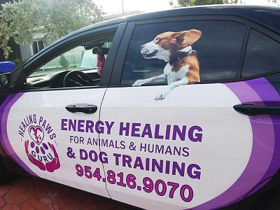 Healing paws guru vehicle wrap branding car wrap design