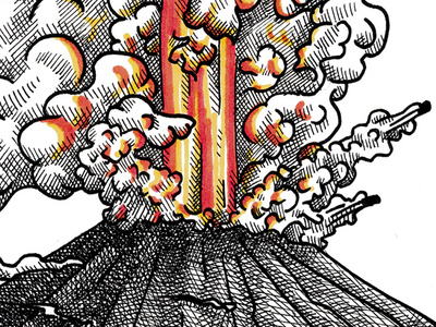 Birth of the Volcano black white drawing graphic illustration ink kamchatka sketch sketch markers volcano