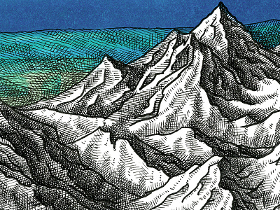 Gamchen volcano black white drawing graphic illustration ink kamchatka sketch sketch markers volcano