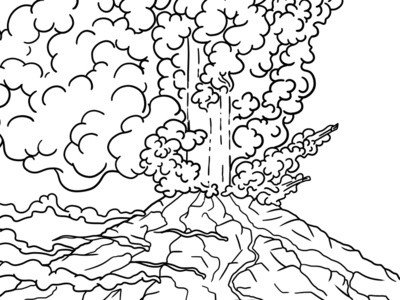 Birth Of The Volcano (digital version) black white digital art digital illustration drawing graphic illustration kamchatka volcano