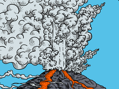 Birth Of The Volcano digital art drawing graphic illustration kamchatka volcano work in progress