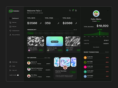 NFT Dashboard dark mode 3d animation app branding dashboard design graphic design illustration logo motion graphics typography ui ux vector