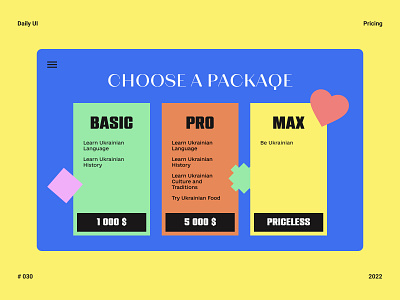 Pricing table - Daily UI 030 color daily ui design independence of ukraine pricing pricing table ua ui ukraine web web design