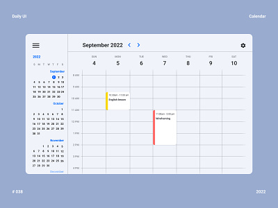 Calendar - Daily UI 038 calendar daily ui design event google task ui ux ux design web design