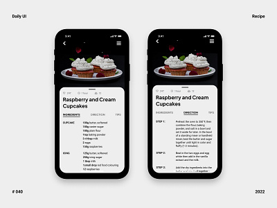 Recipe - Daily UI 040 app app design daily ui design food menu recipe ui ux