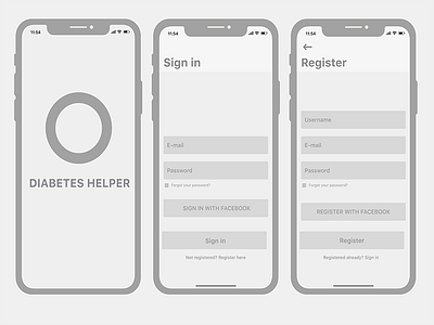 Diabetes Helper app app diabetes ios iphone x mobile product wireframe